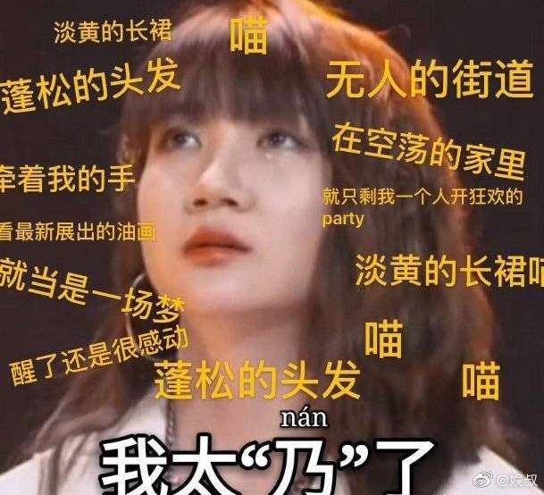淡黄的长裙蓬松的头发什么梗