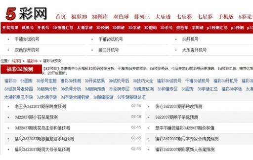 五彩网3d预测靠谱吗？