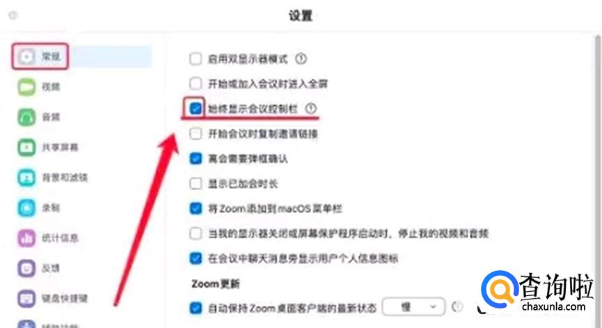 Zoom怎么设置始终显示会议控制栏